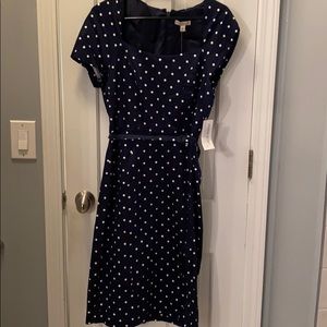 Gorgeous BRAND NEW blue polka dotted dress. Size 8